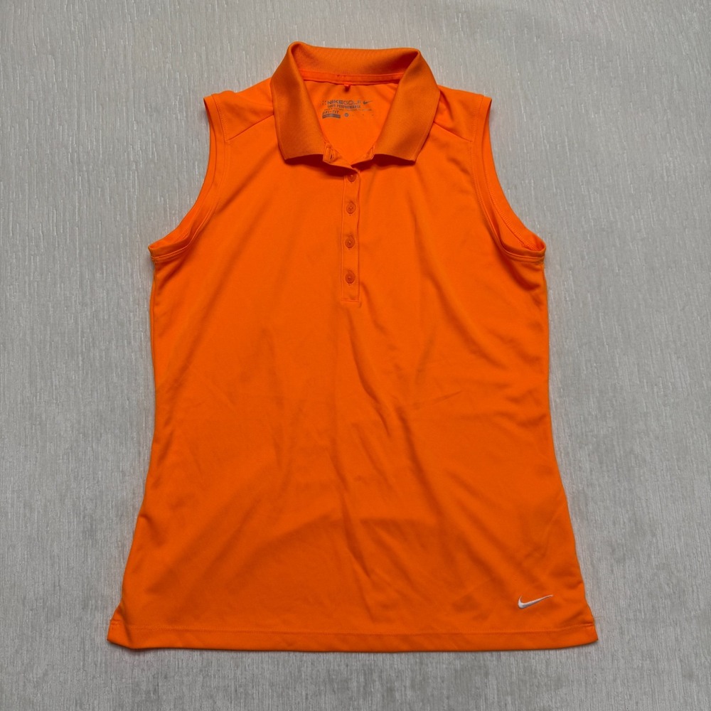 Nike Golf Dri-Fit Tour Performance Polo Shirt Womens Medium Orange Sleeveless